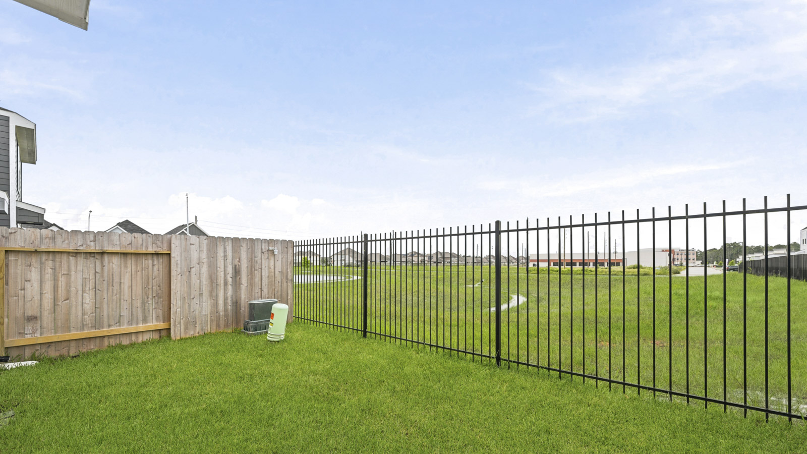 fully landscaped backyard with sod