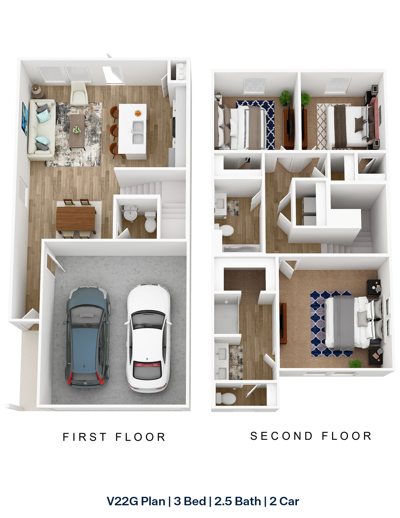 V22G 2 Story Staged Plan Rendering