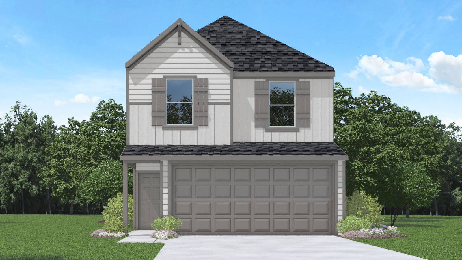 Two story home with two car garage