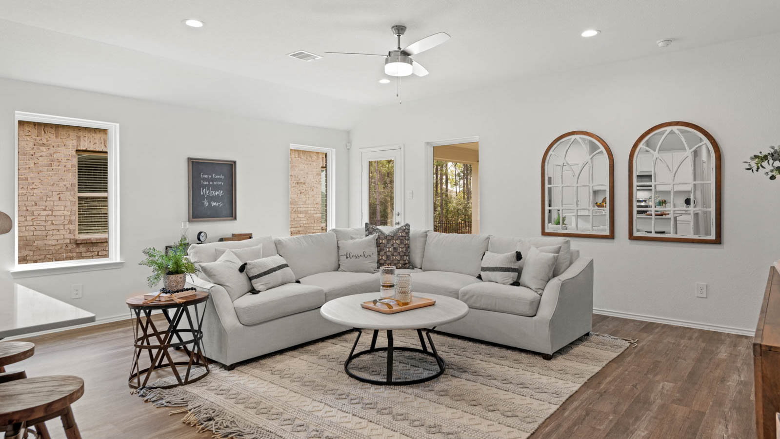 living room with vinyl flooring