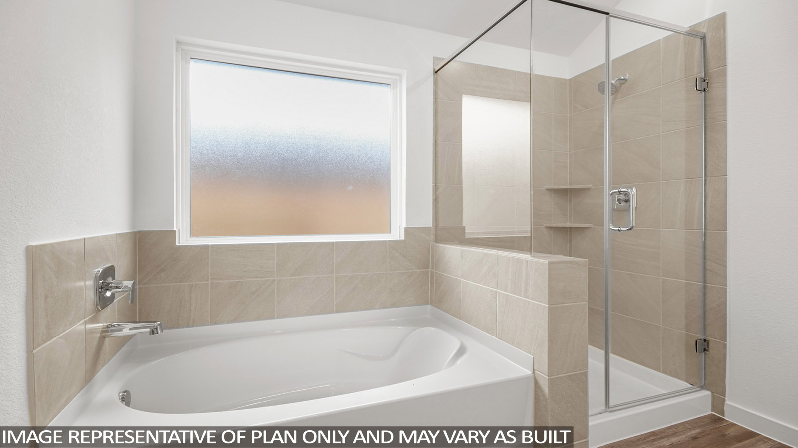 Primary bathroom with tub and shower