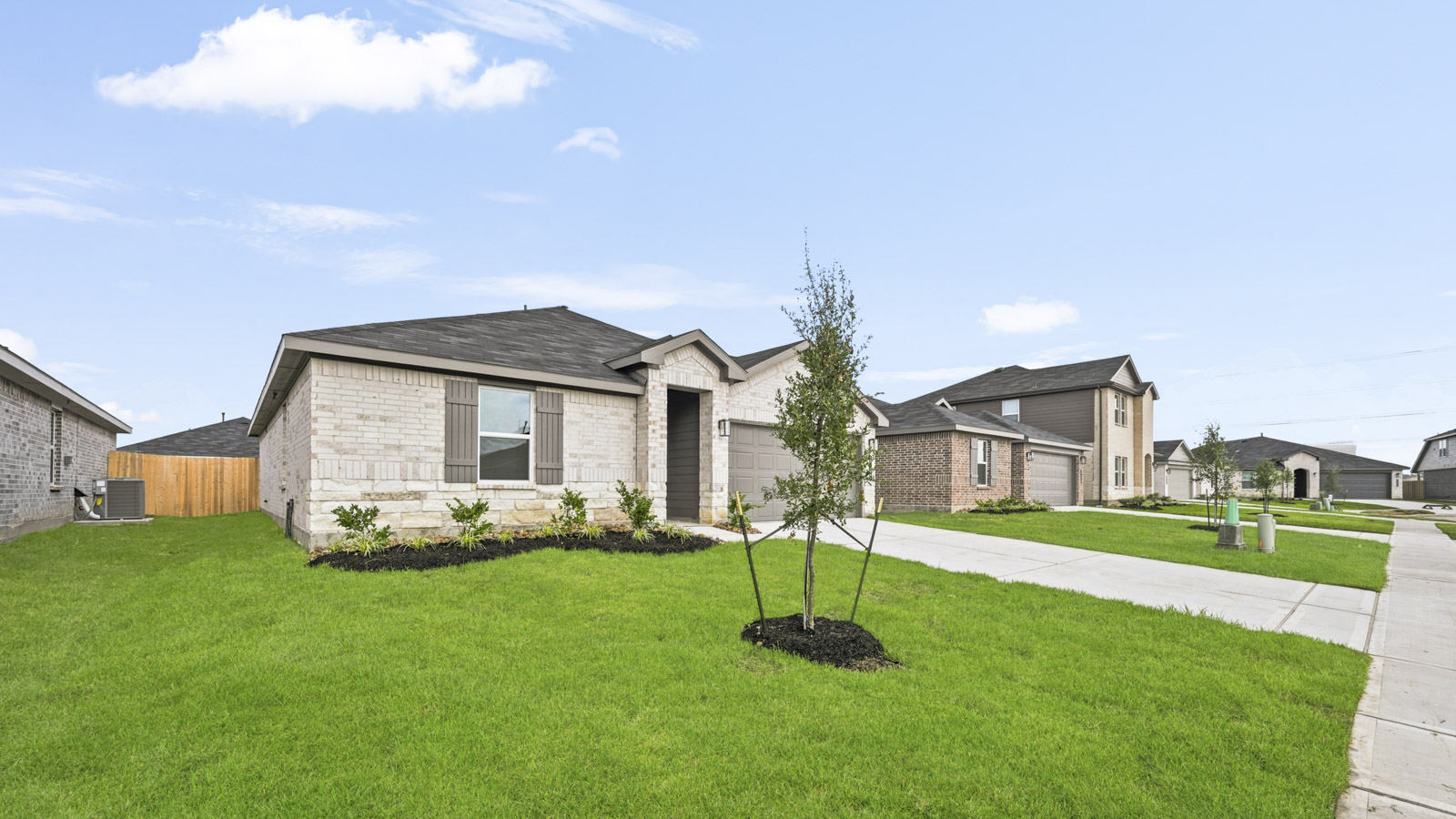 one story home with two car garage