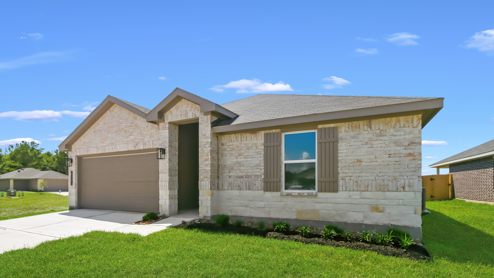 one story home with two car garage