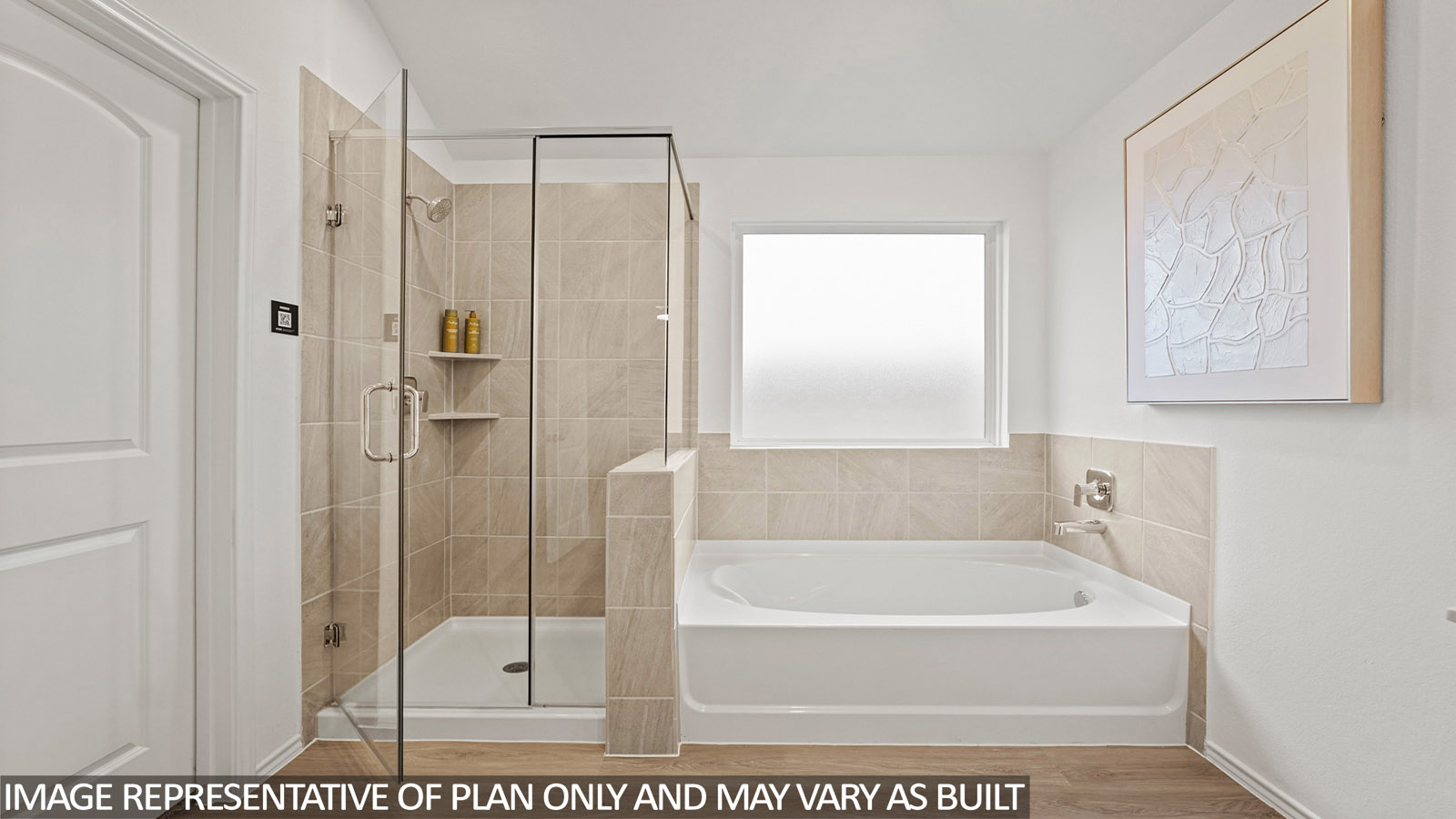 Primary bathroom with tub and shower