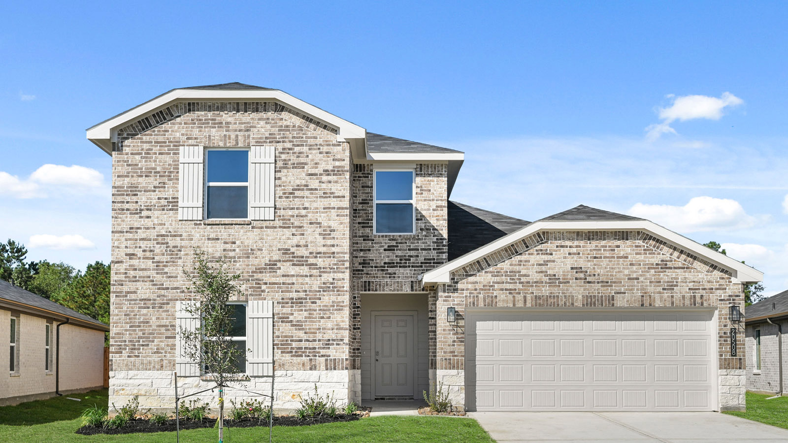 Two story home with two car garage