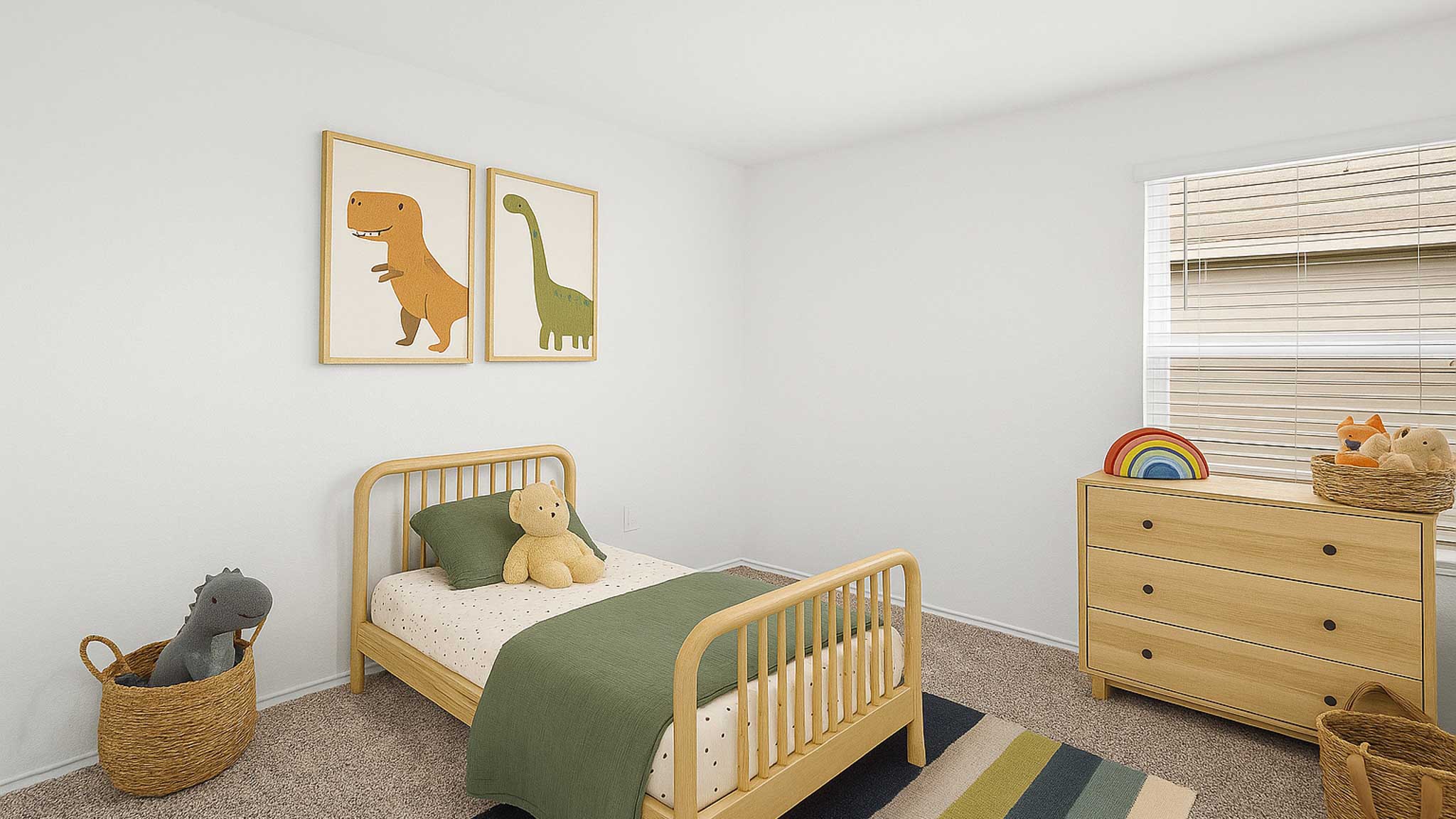 Secondary bedroom with carpet flooring