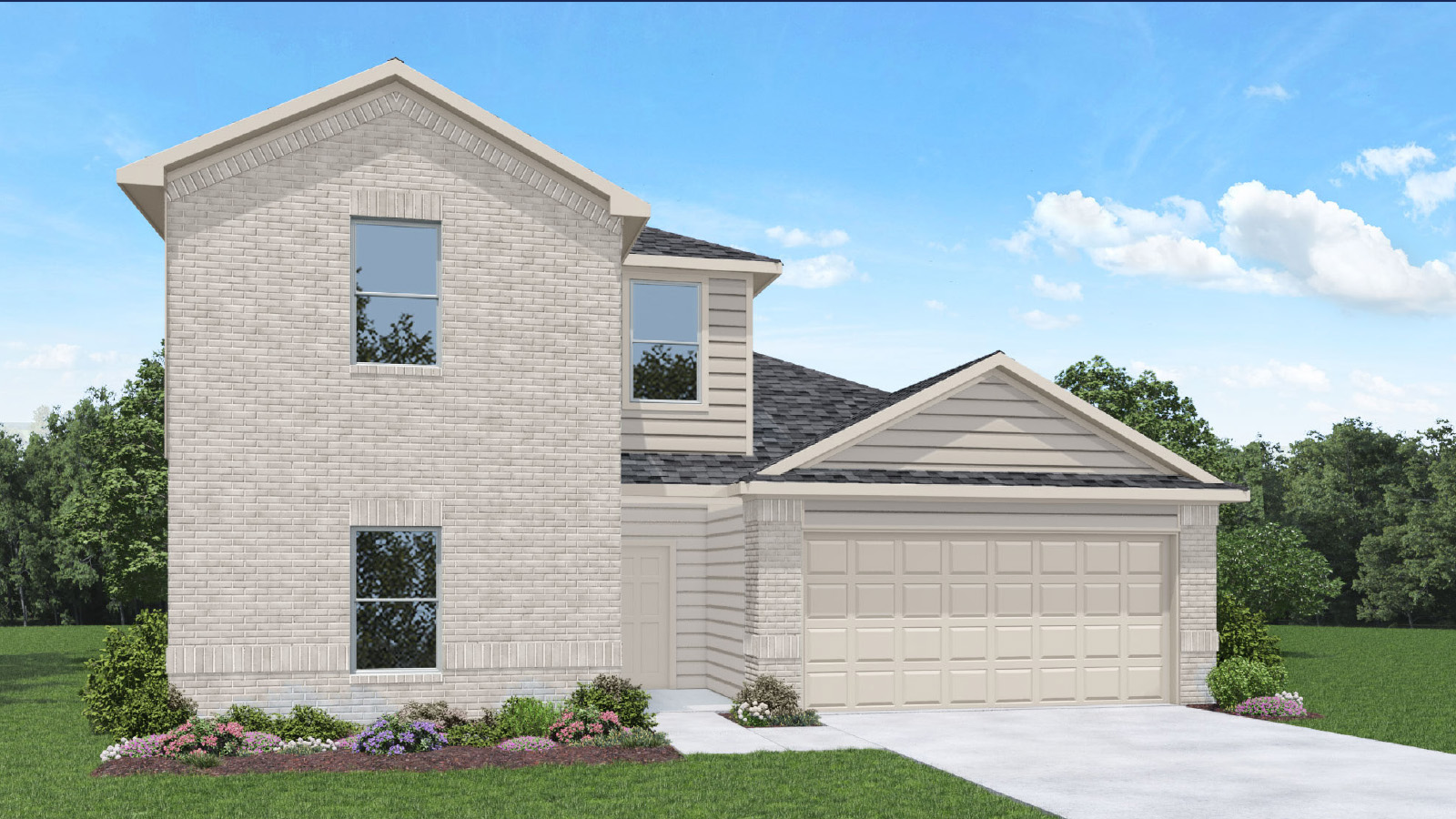 two story with 2 car garage rendering