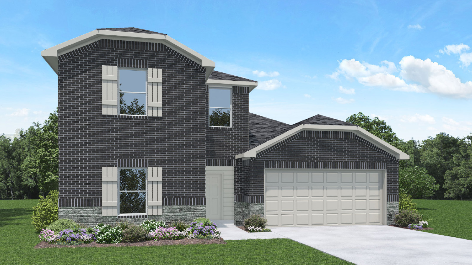 two story with 2 car garage rendering