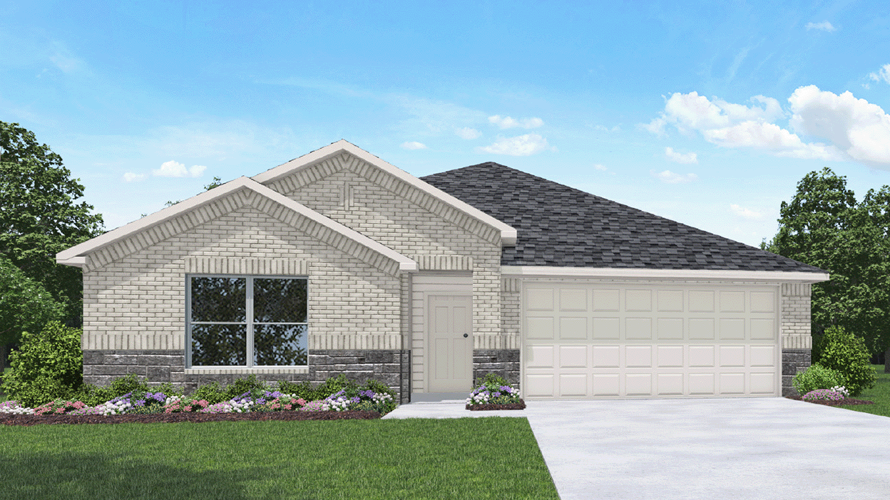 one story home with two car garage