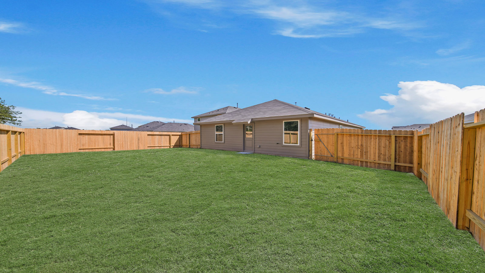 fully landscaped backyard