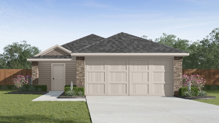 single story home with 2 car garage