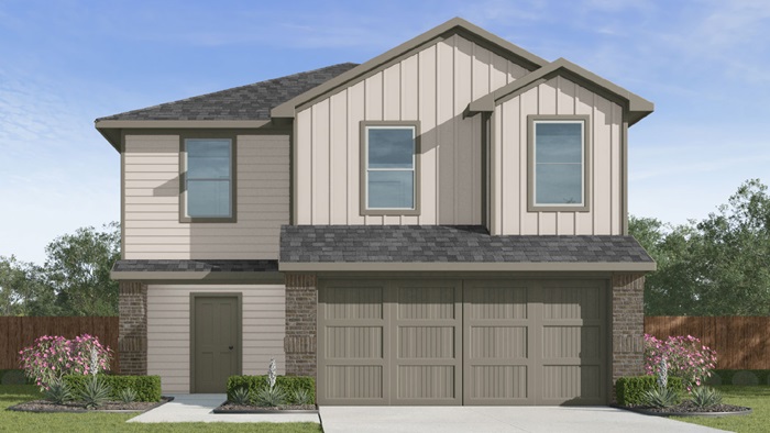 two story home with 2 car garage