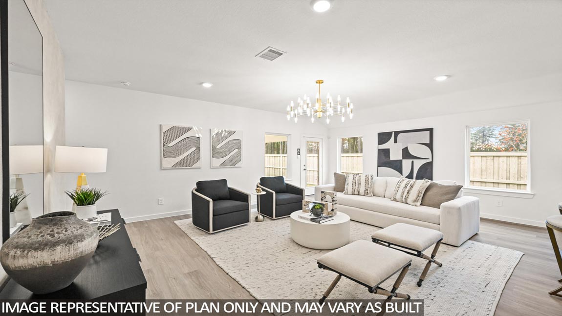 Open concept living, dining, and kitchen area