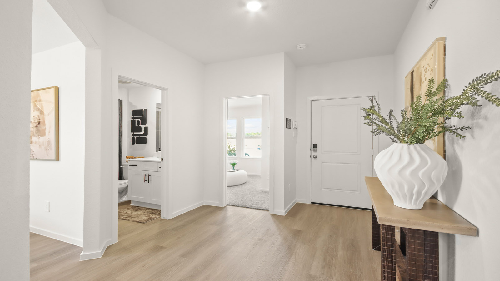 Entry hallway with vinyl flooring