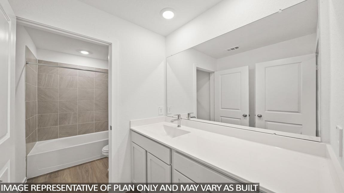 Secondary bathroom with single sink