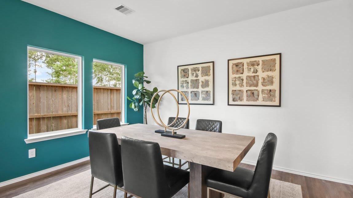 Open concept living, dining, and kitchen area