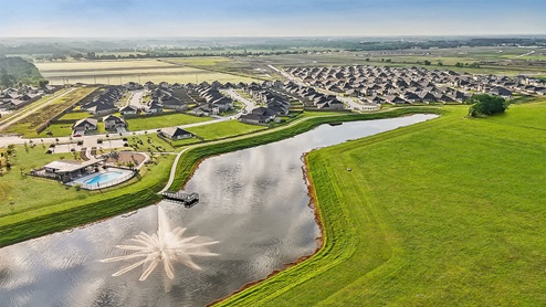 aerial view of fishing pond