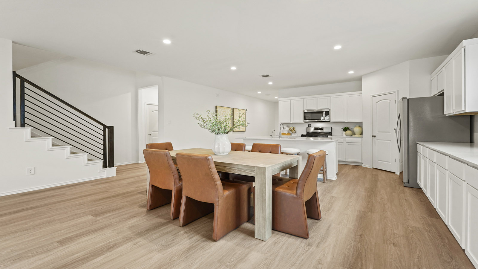 open concept space with vinyl flooring