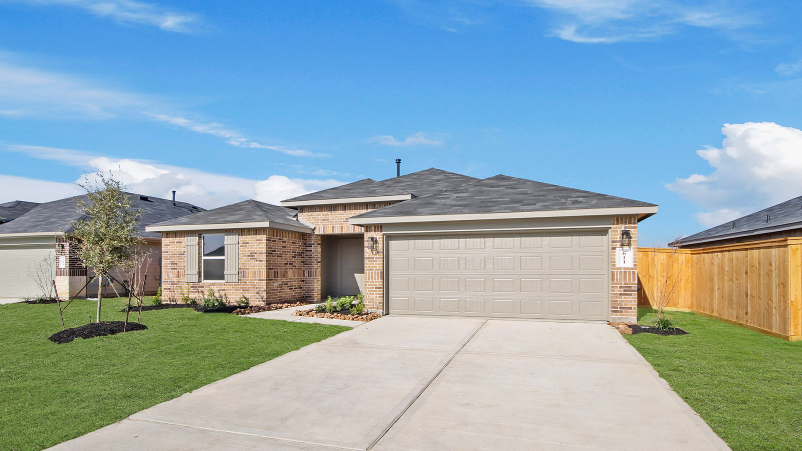 single story home with 2 car garage