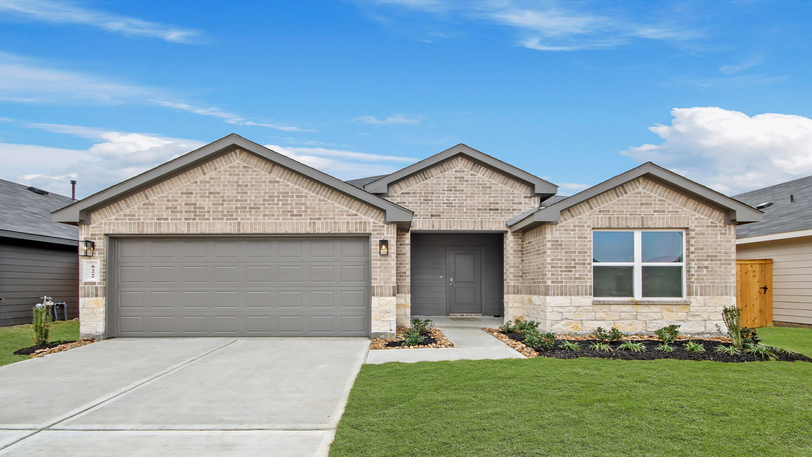One story home with two car garage
