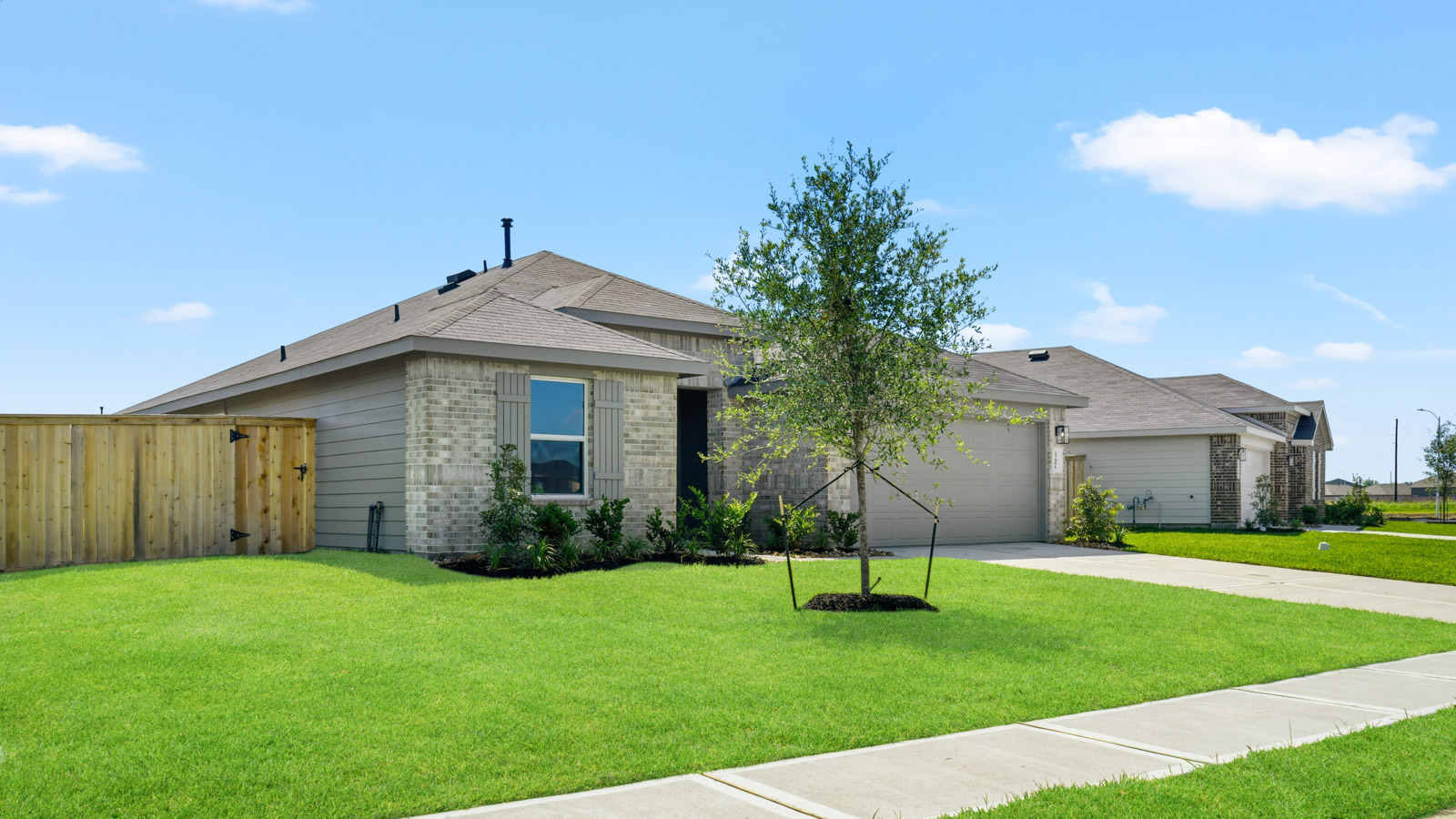 one story home with two car garage