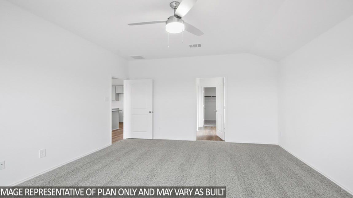 Primary bedroom with carpet flooring