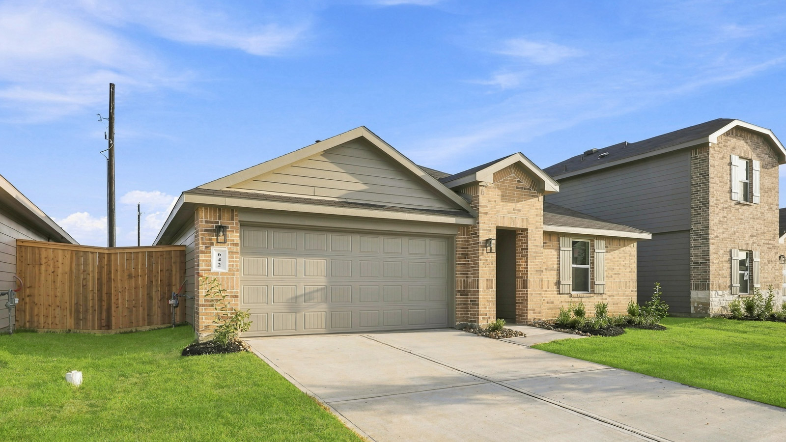 One story home with two car garage