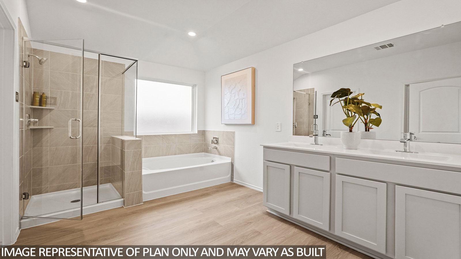 Primary bathroom with tub and shower