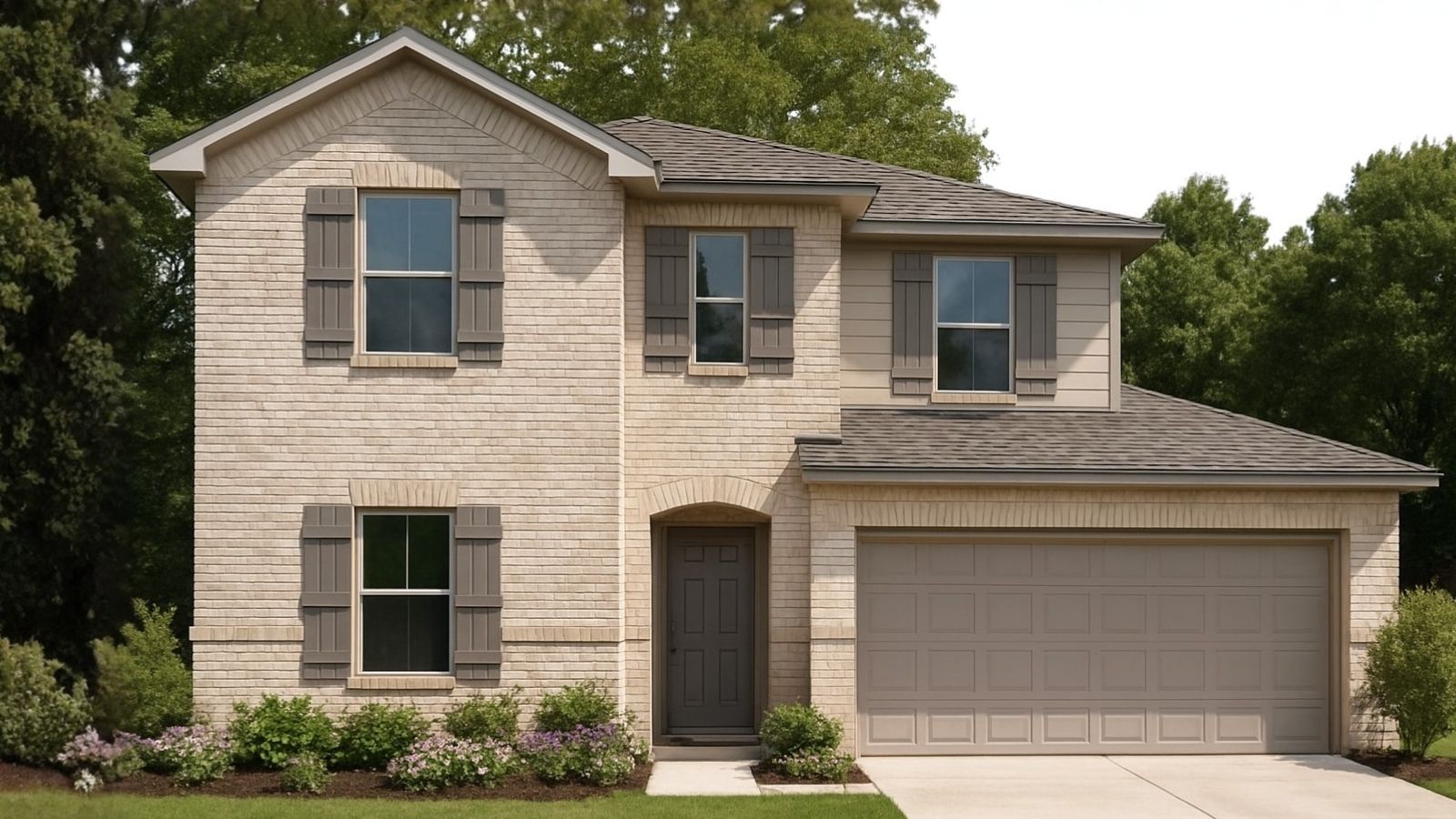 two story home with 2 car garage