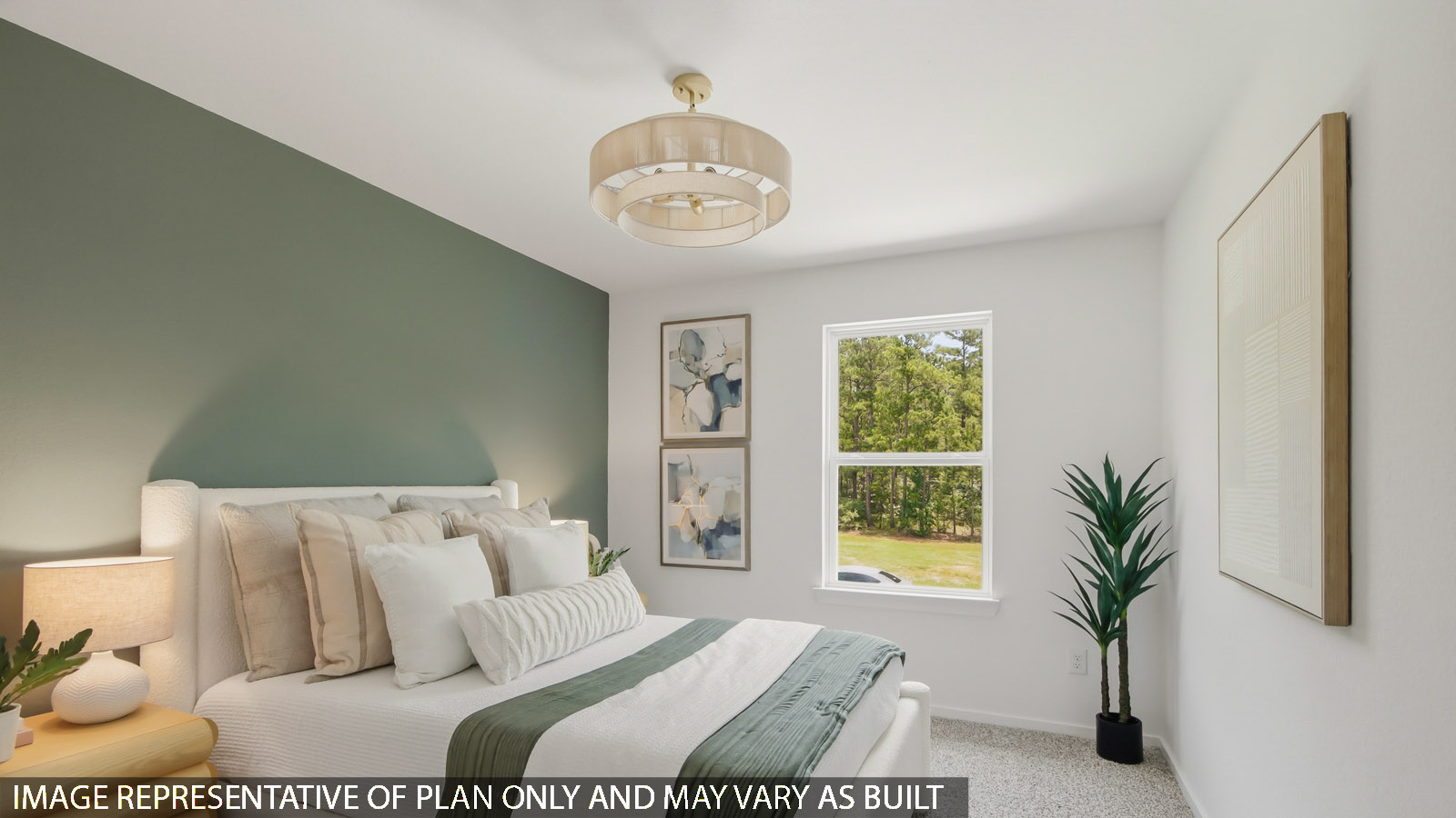 Secondary bedroom with carpet flooring