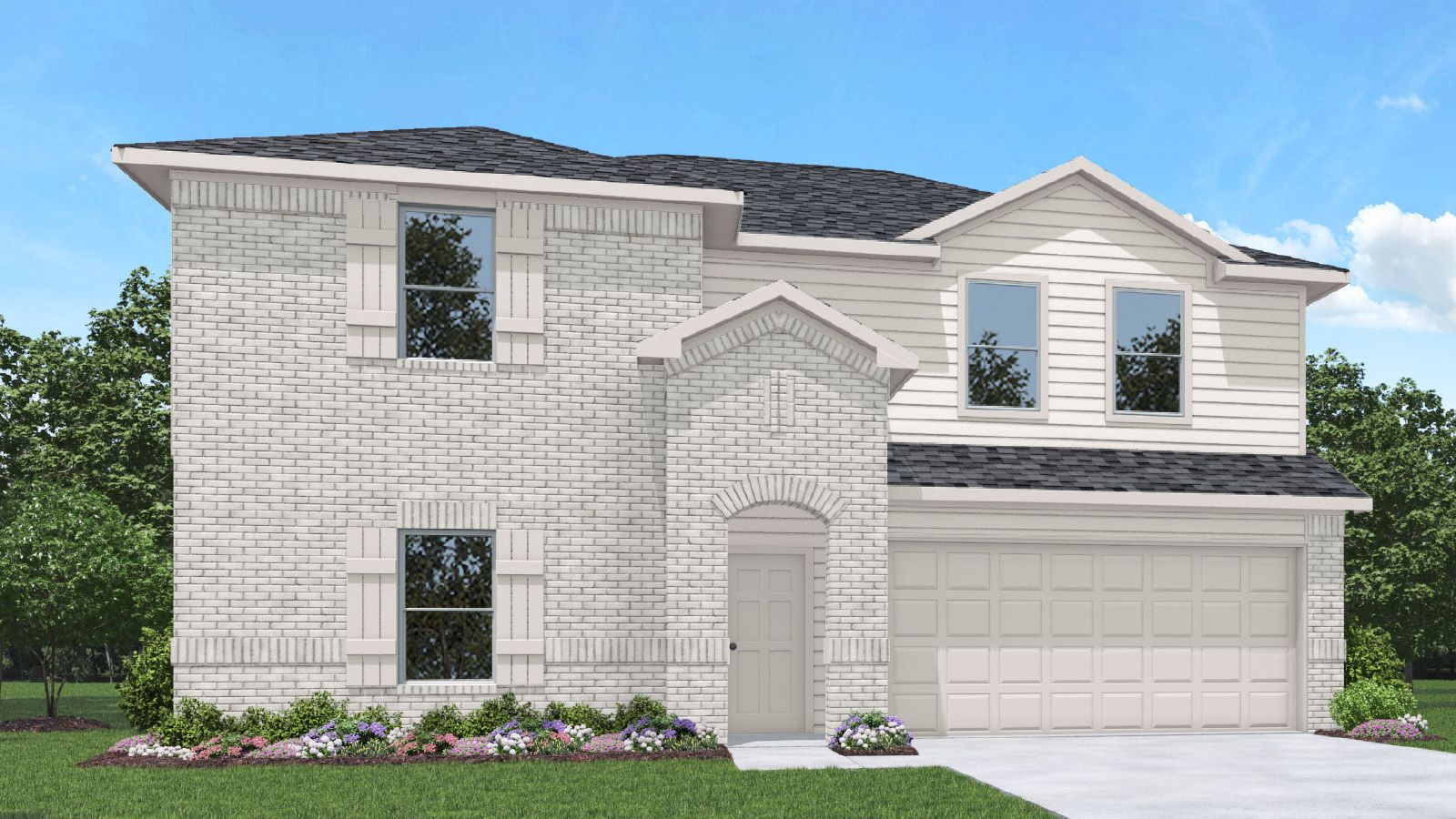 Two story home with two car garage
