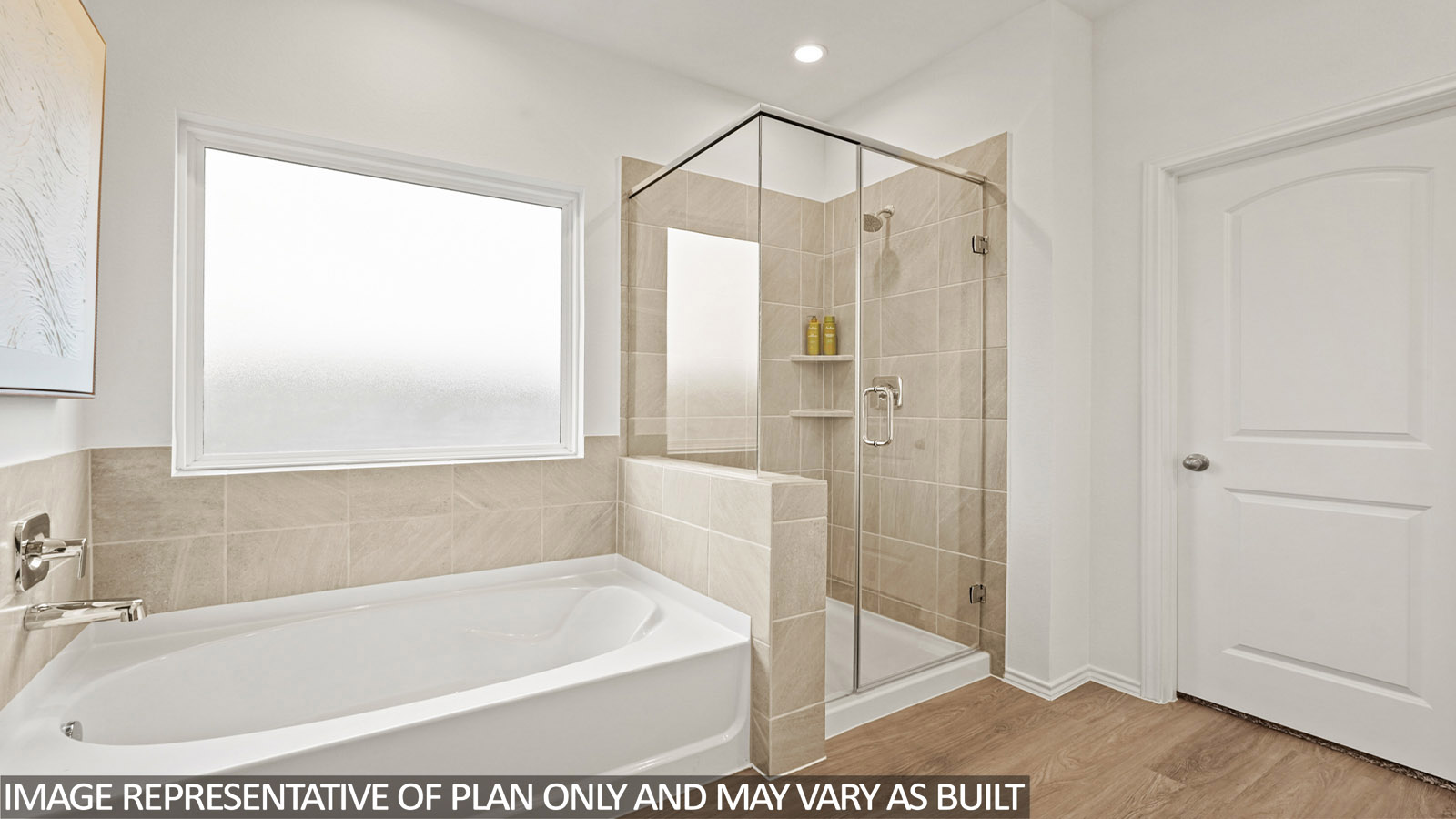 Primary bathroom with tub and shower