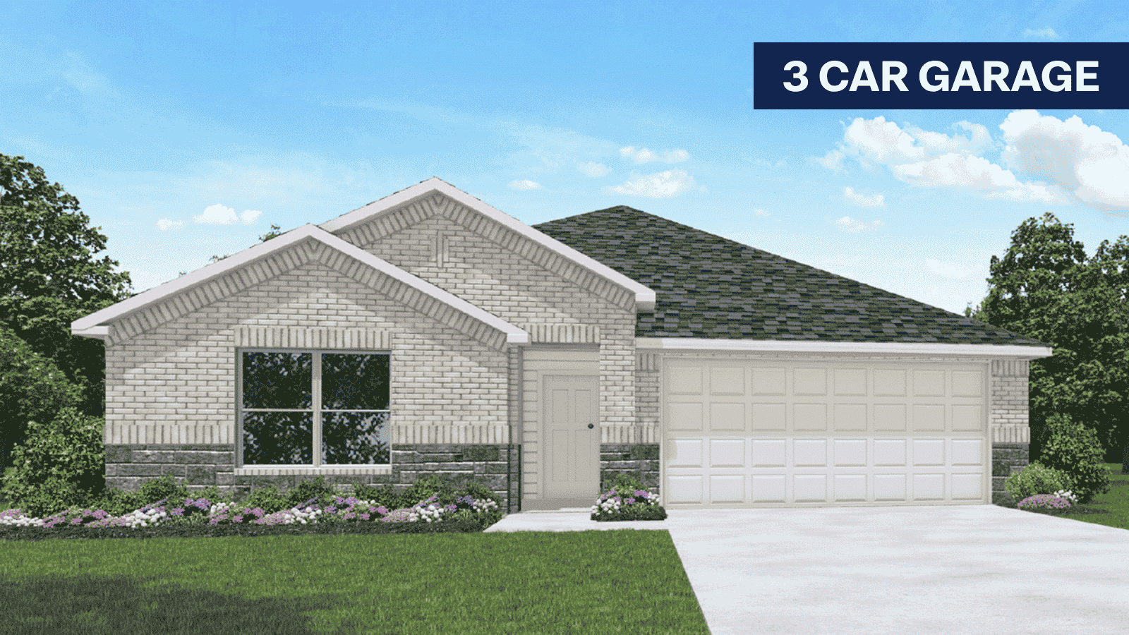 one story home with 3 car garage
