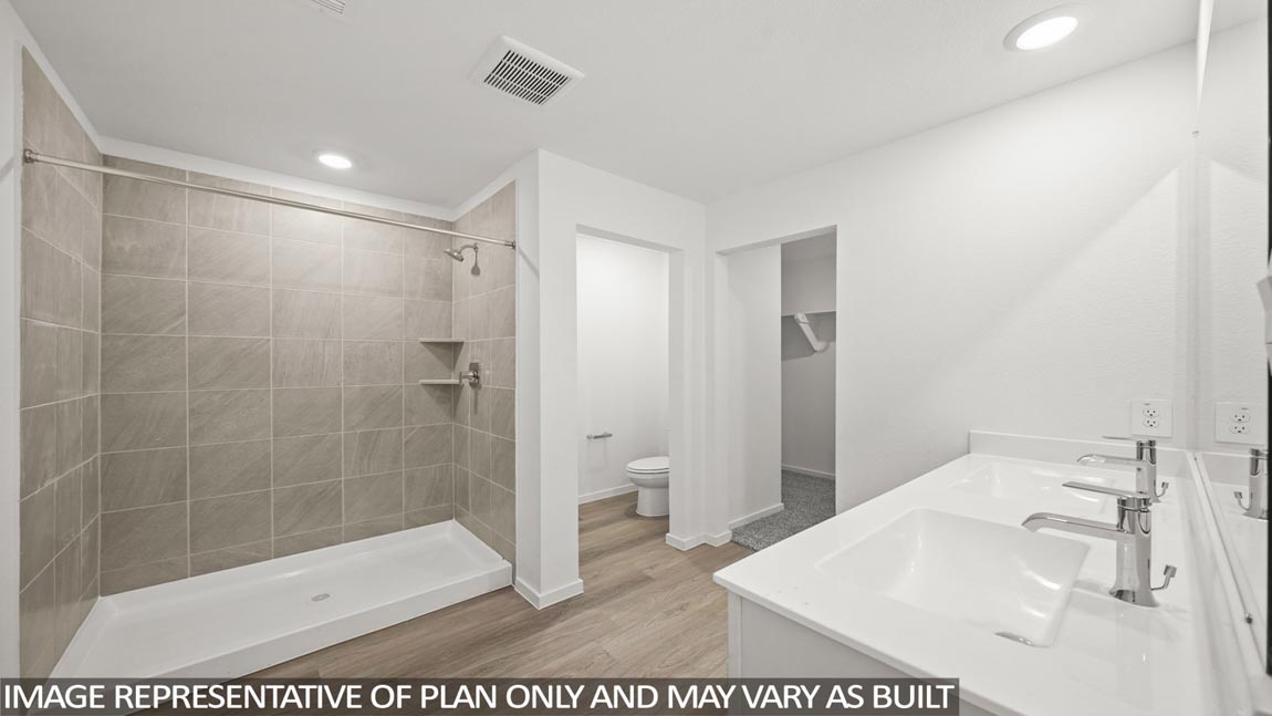 Primary bathroom with single sink