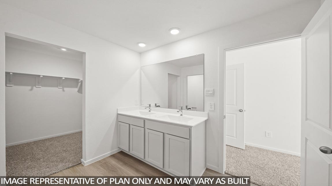 Primary bathroom with single sink