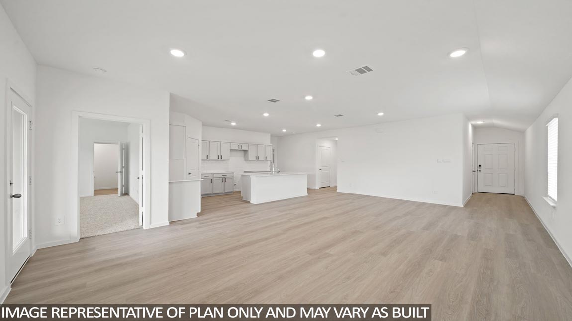 Open concept living, dining, and kitchen area