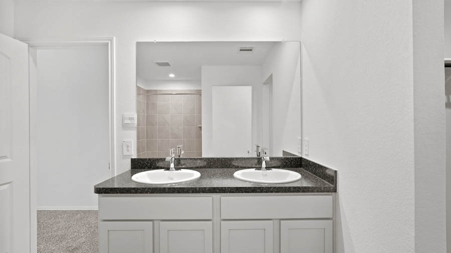 Primary bathroom with a double sink.