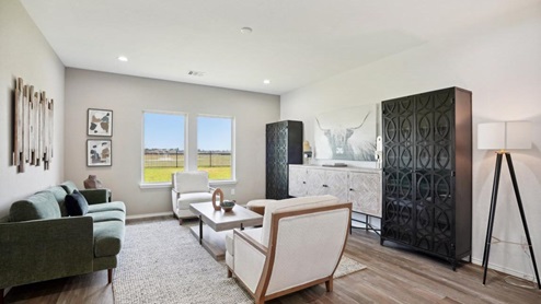 Living room with bright windows