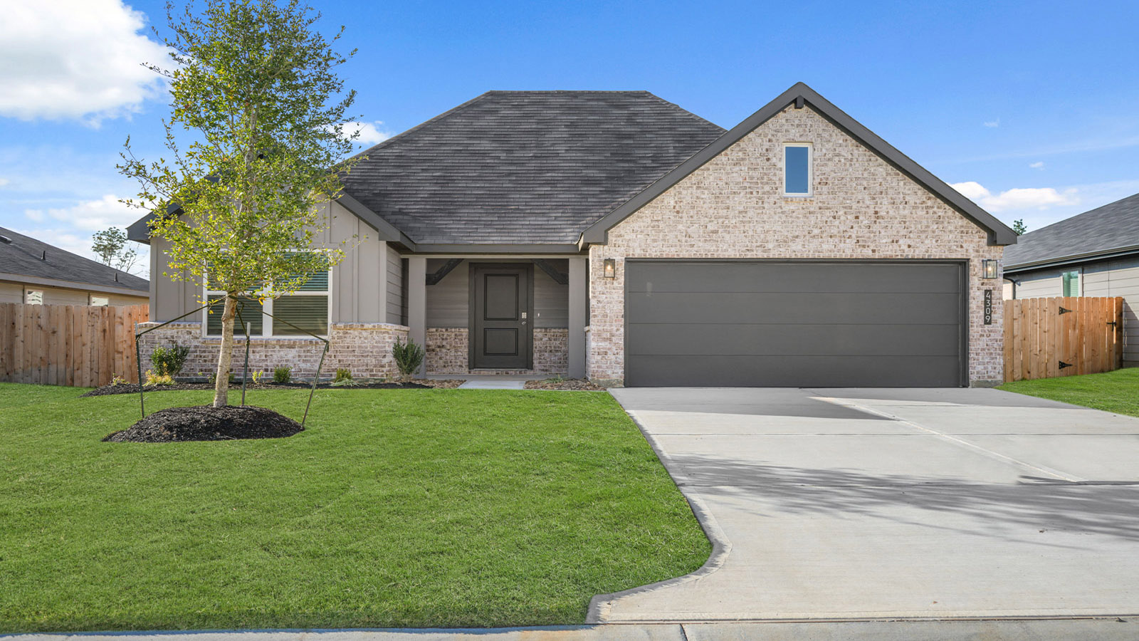 One story home with two car garage