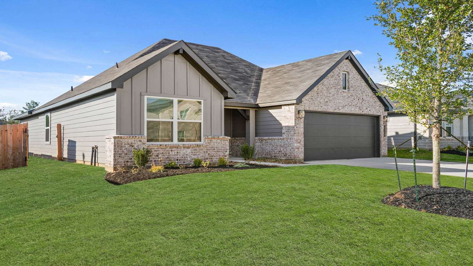 One story home with two car garage