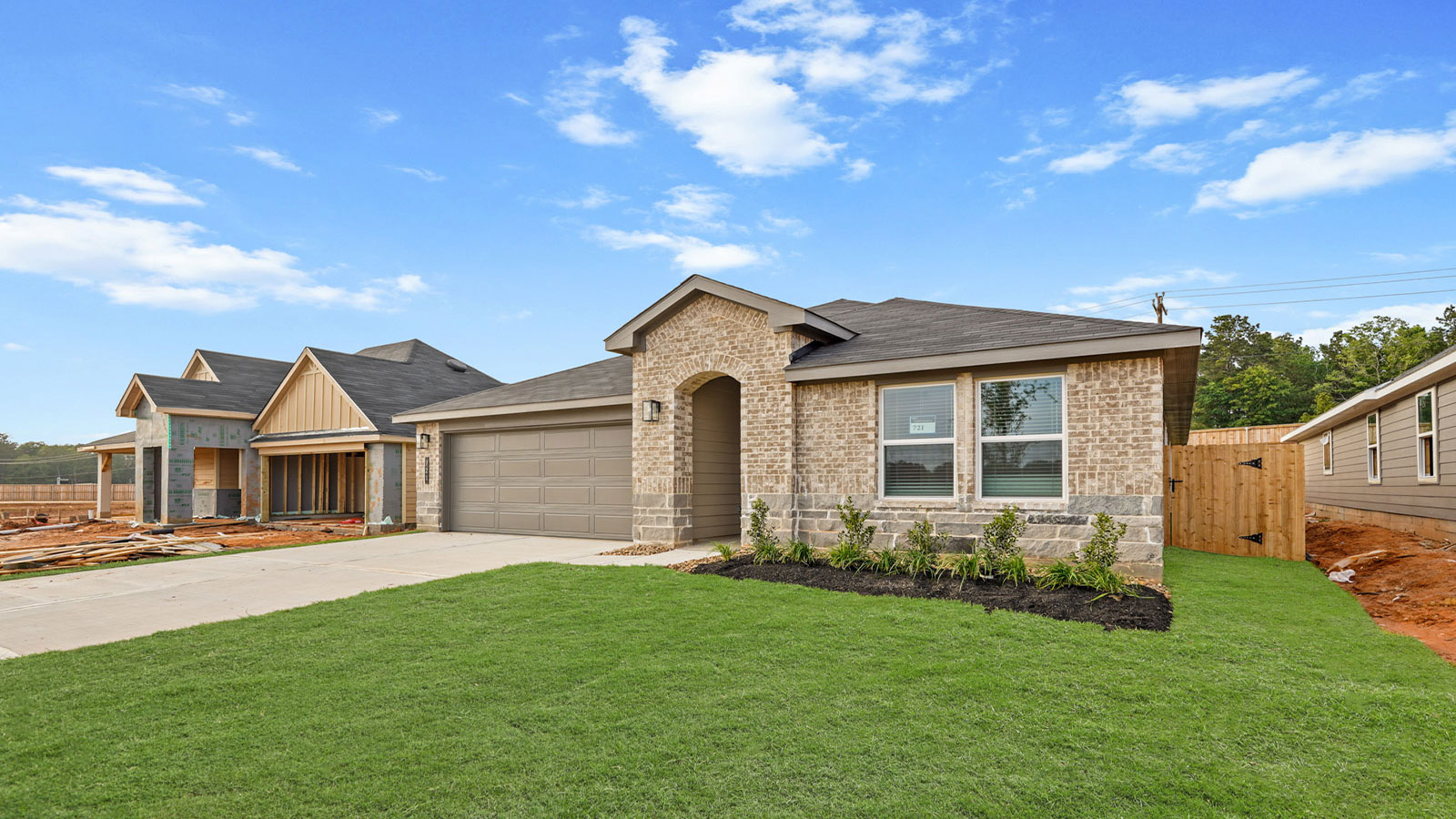 One story home with two car garage