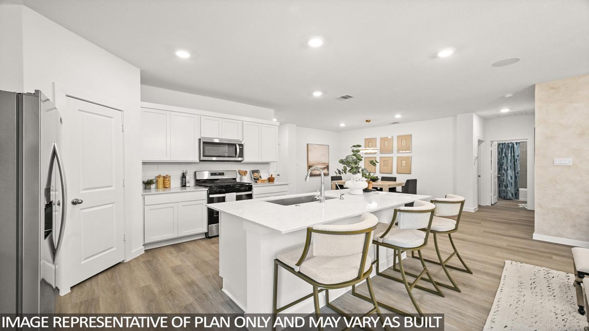 Open concept living, dining, and kitchen area