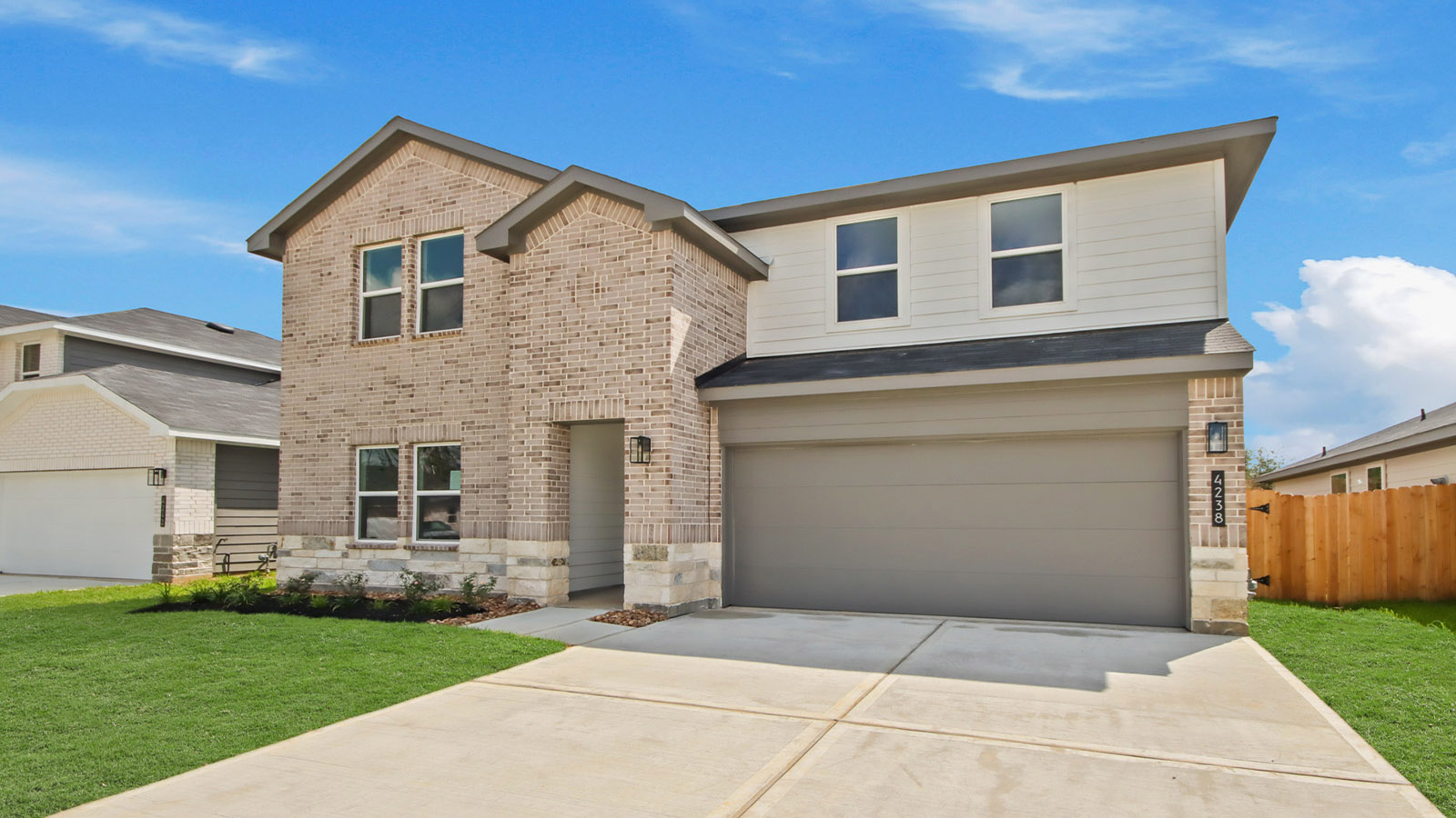 Two story home with two car garage