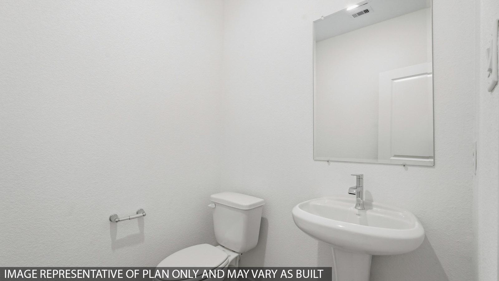 Powder bathroom with pedestal sink
