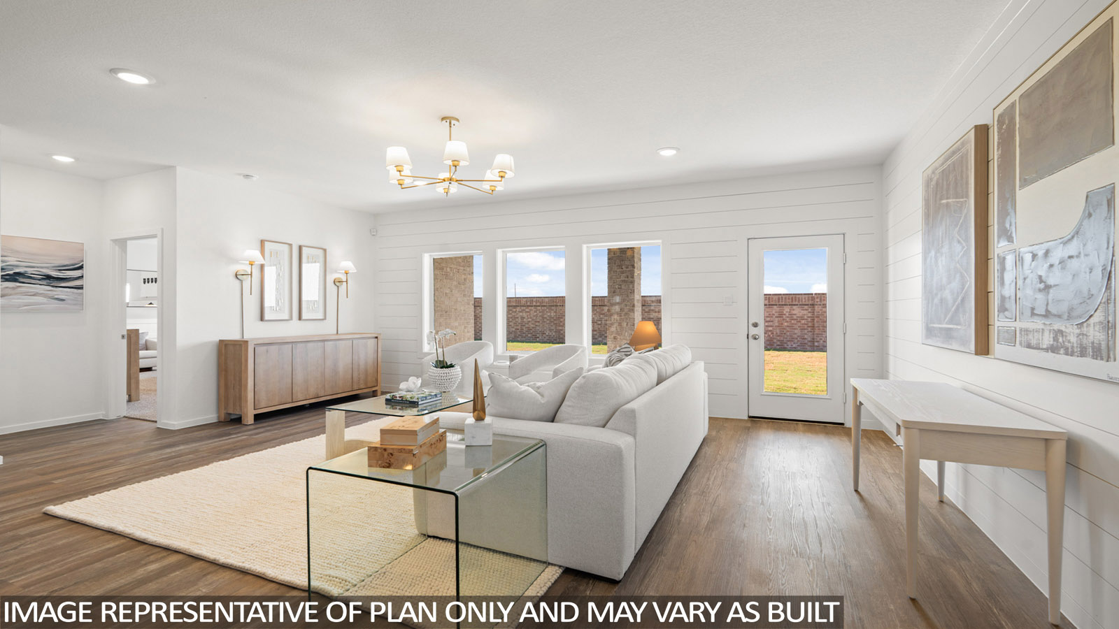 Open concept living, dining, and kitchen area