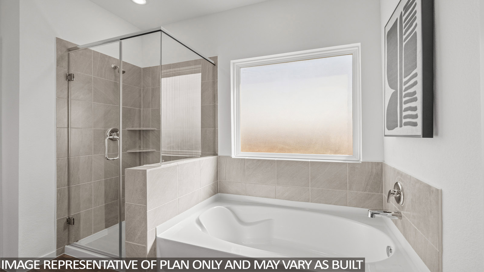 Primary bathroom with tub and shower
