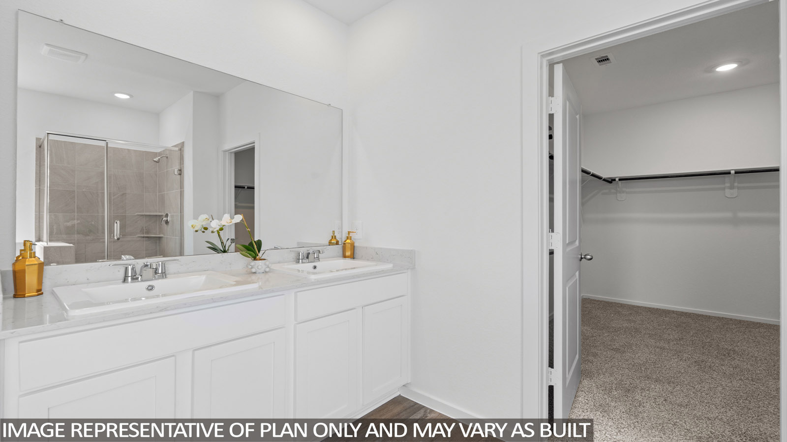 Primary bathroom with tub and shower