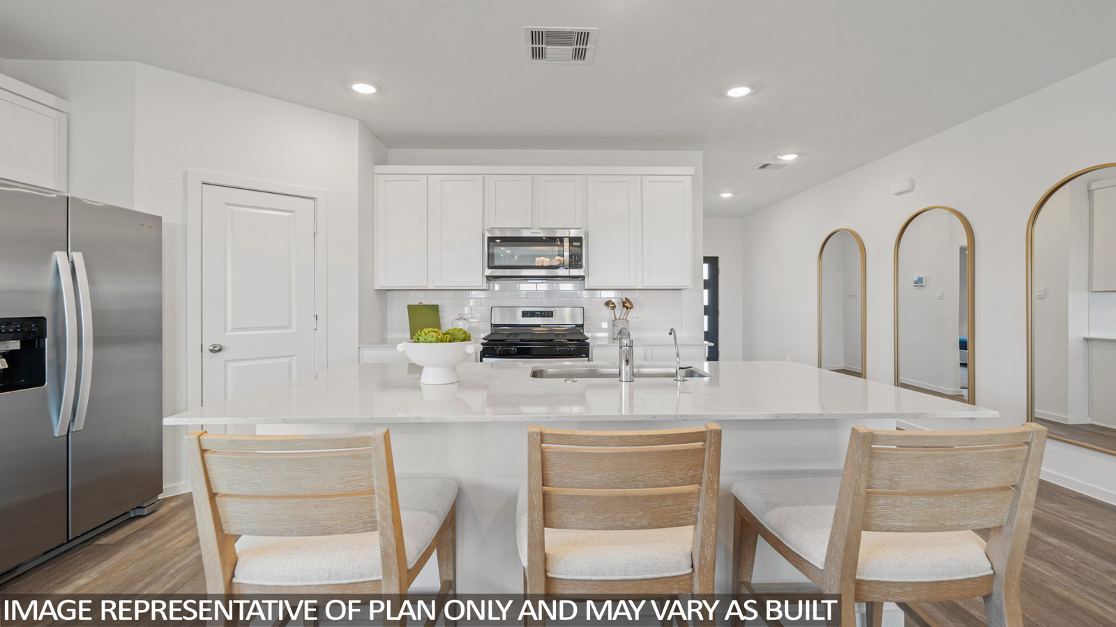 Open concept living, dining, and kitchen area