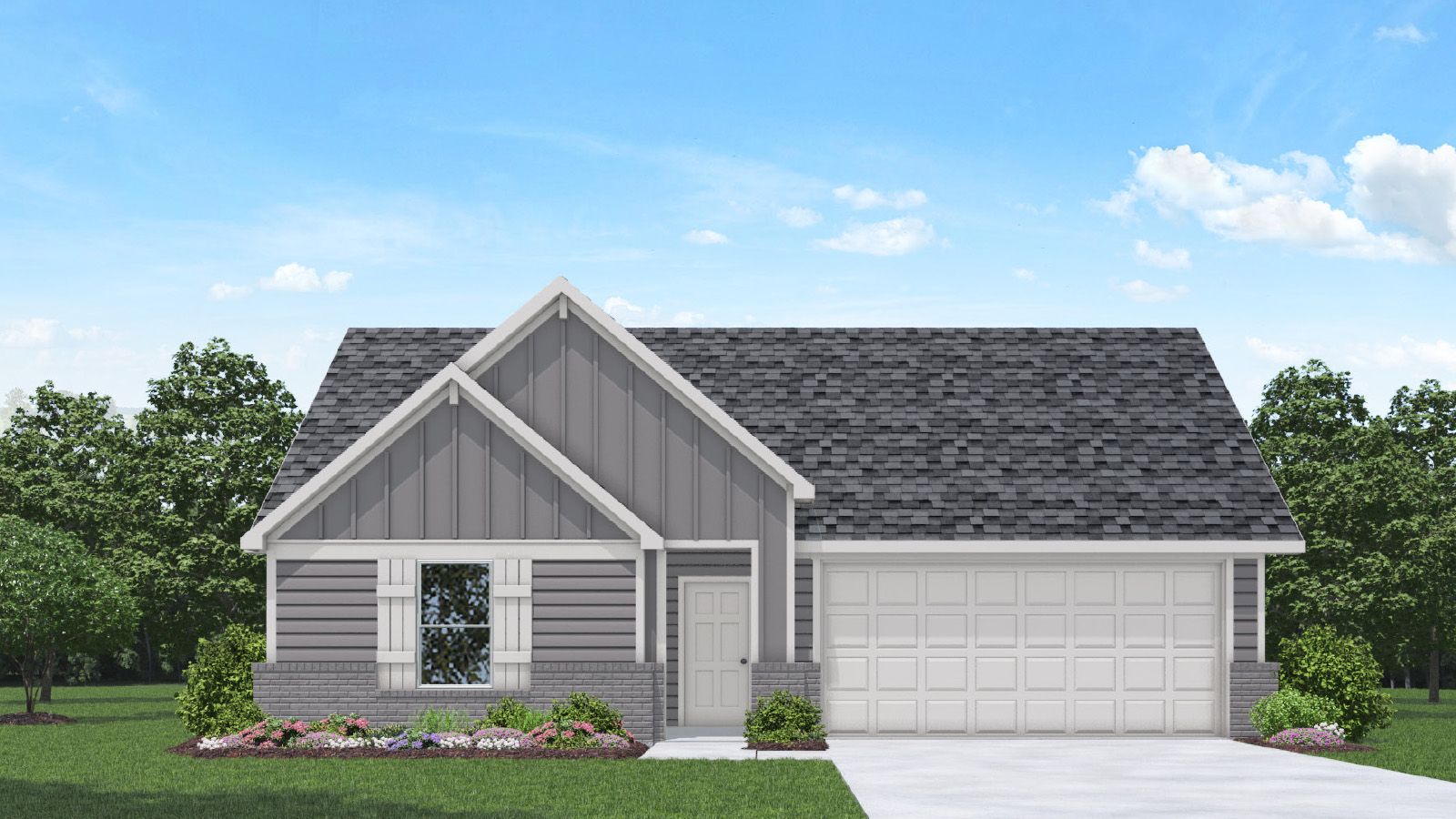 One story home with two car garage