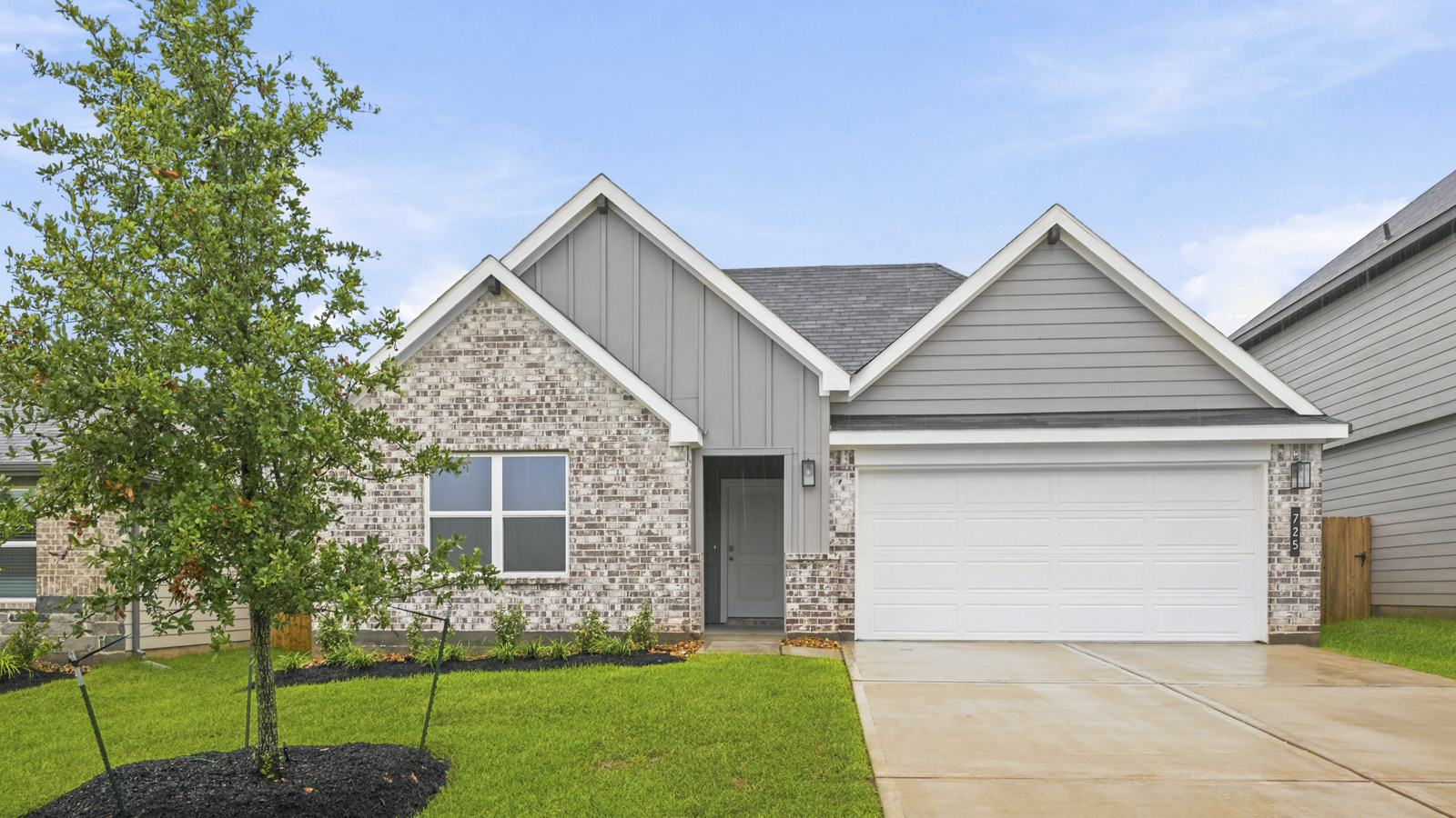 One story home with three car garage